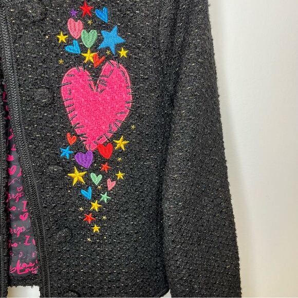 Aqua Kerri Rosenthal Heart Patch Boucle Jacket M - Picture 5 of 9